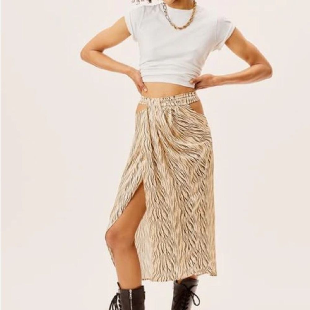 For Love And Lemons Lily Zebra Print Midi Skirt
